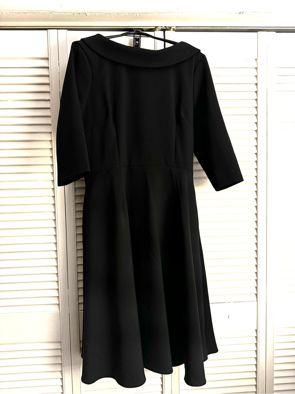 Classic Black Midi Dress with Flared Skirt